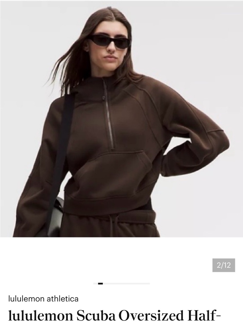 LULULEMON Scuba Oversized Half-Zip Hoodie Size XS/S Espresso